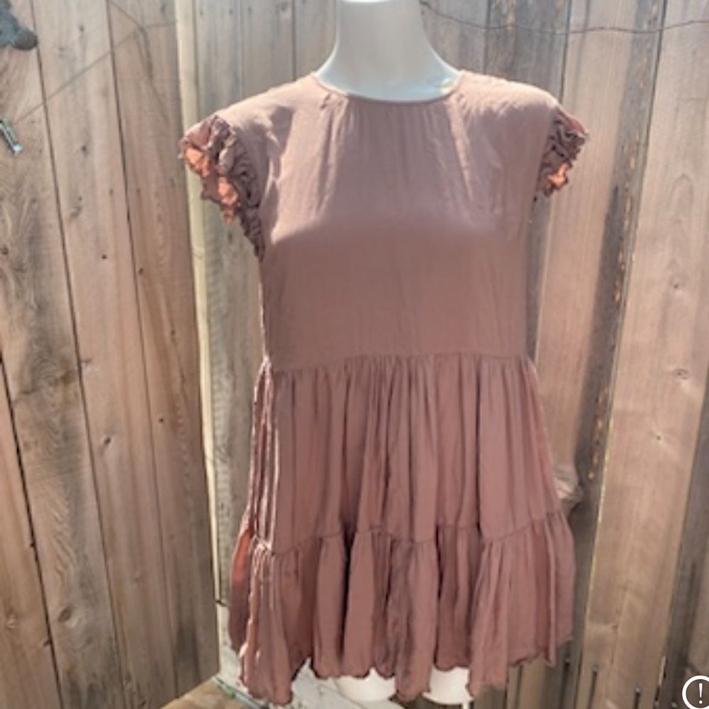 Wilfred Sidonie Dress in Mocha Sorbet Tiered Babydoll/ Mini Dress sz XS - Picture 8 of 11